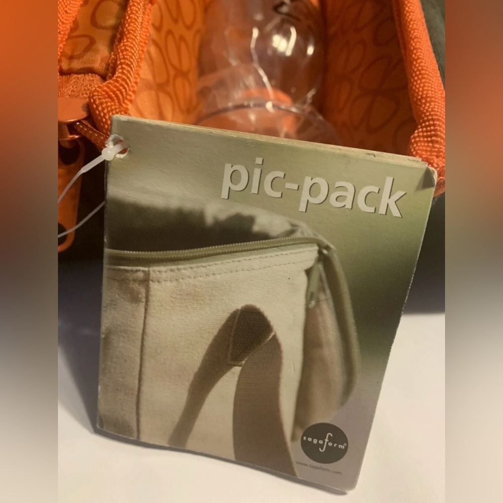 Insulated Zippered Wine Carry Tote Bag Sagaform NEW Canvas Charcoal Gray Orange